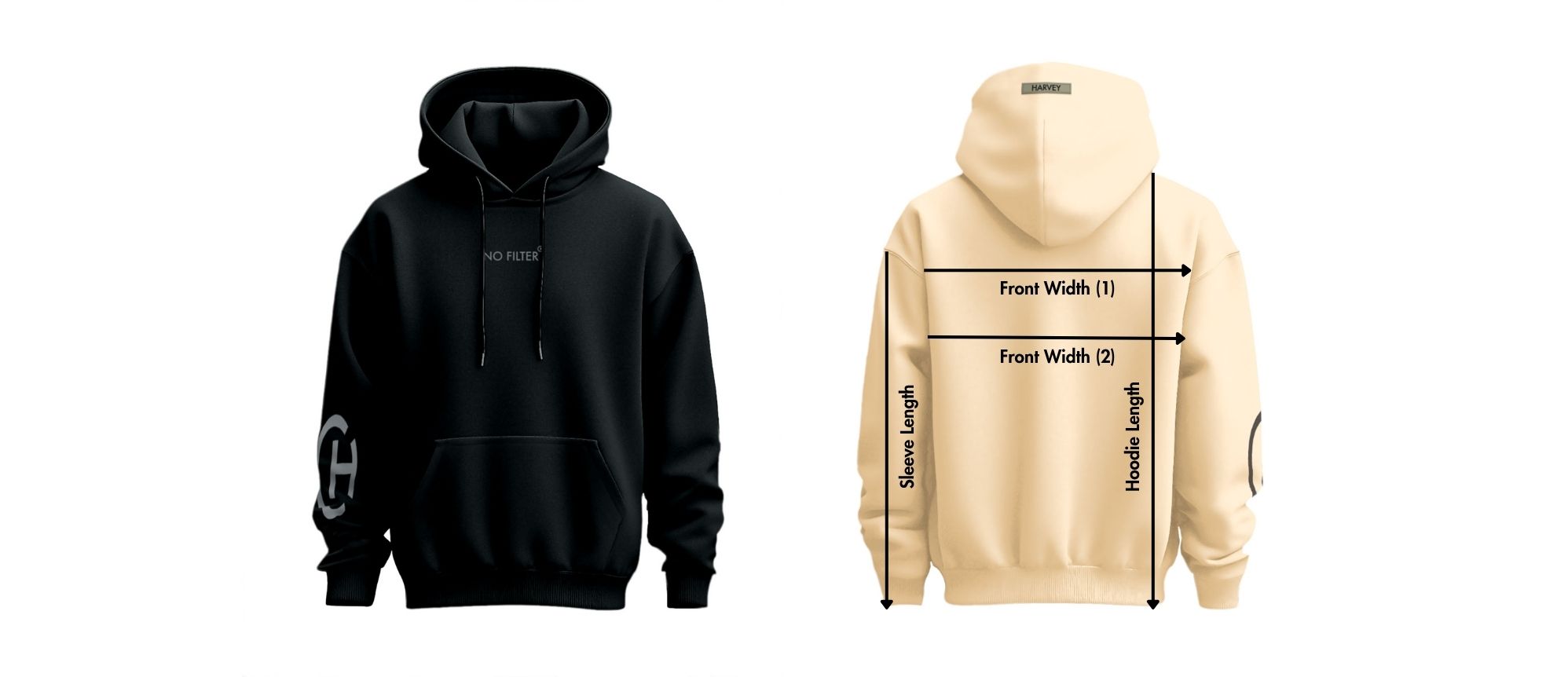 Hoodie Dimensions Diagram